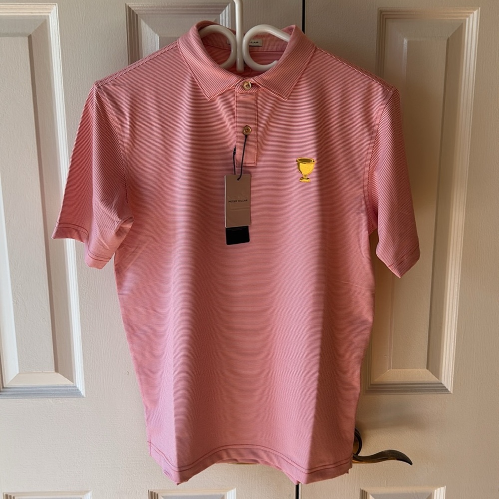 Peter Millar Presidents Cup Jubilee Youth Performance Polo Striped Coral